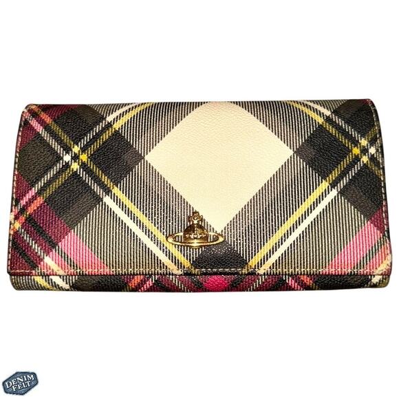 Vivienne Westwood Derby Tartan Continental Long Flap Wallet – Multicolor Plaid - Picture 1 of 13